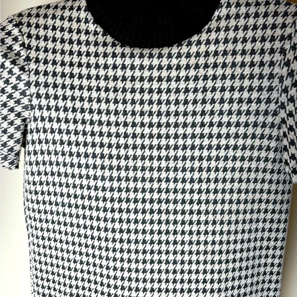 Zara Black White Houndstooth Checker Mock Turtleneck Dress Size S - Picture 9 of 10